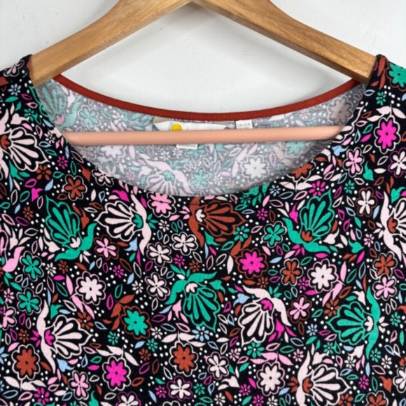 Boden Abigail Dress 8 Long Sleeve Leaf Print Stretch Jersey Pockets Thanksgiving - Picture 6 of 14